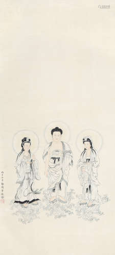 梅兰芳（1894～1961） 1936年作 佛像 立轴 纸本设色