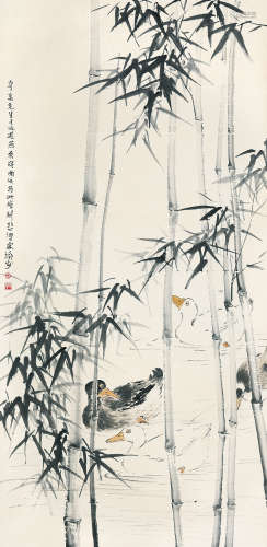 徐悲鸿（1895～1953） 春水相伴 立轴 纸本设色