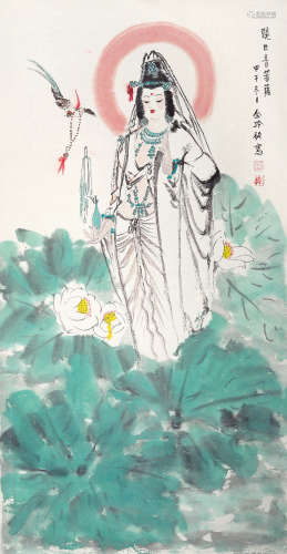 张金玲（b.1951） 2014年作 观世音菩萨 镜心 纸本设色
