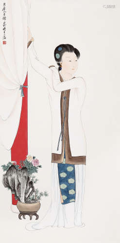 谢稚柳（1910～1997） 倚春图 镜心 绢本设色
