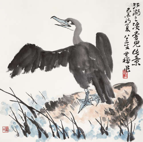李苦禅（1899～1983） 1979年作 一鹭连科 镜心 纸本设色
