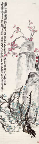 吴昌硕（1844～1927） 1921年作 春艳芬芳 立轴 纸本设色