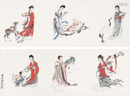 冯超然（1882～1954） 群仙祝寿 手卷 纸本设色