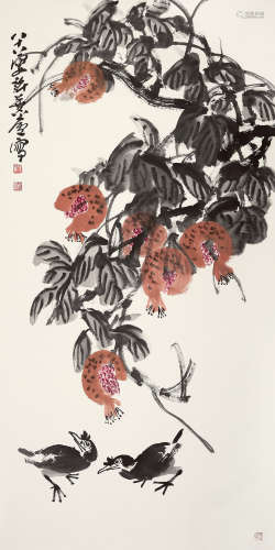 许麟庐（1916～2011） 多子多福 镜心 纸本设色