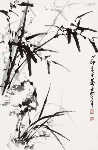 董寿平（1904～1997） 1987年作 君子高洁 镜心 纸本水墨