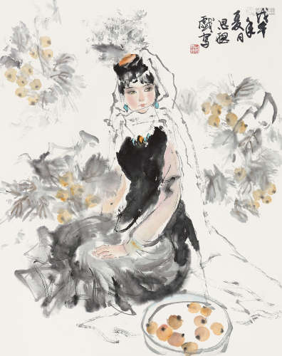 周思聪（1939～1996） 1978年作 少女 镜心 纸本设色