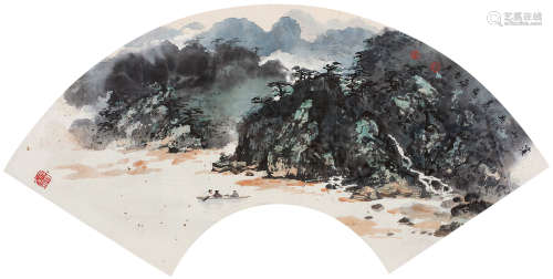 杨彦（b.1958） 1999年作 溪山无尽图 镜框 纸本设色