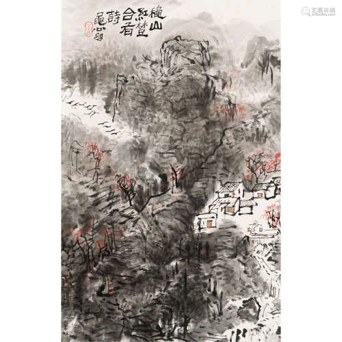 王学仲 （1925-2013） 秋山红树 纸本设色 镜心
