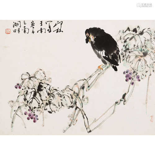 萧朗 （1917-2010） 花鸟 纸本设色 镜心