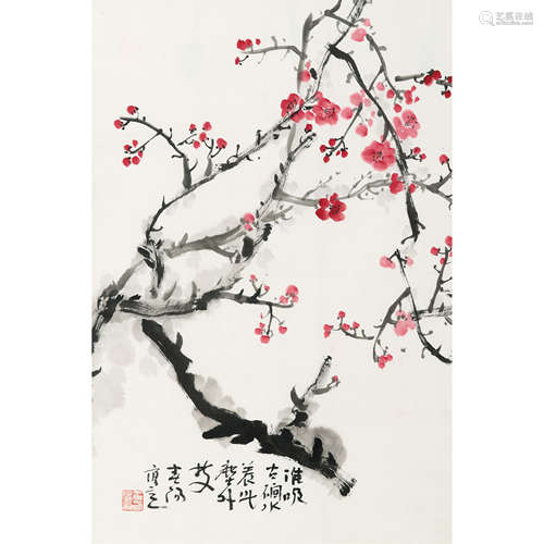 霍春阳 （b.1946） 梅花 纸本设色 镜框