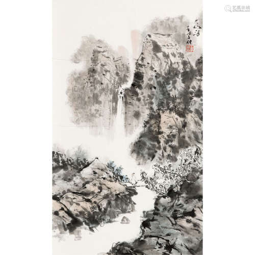 王学仲 （1925-2013） 山水清音 纸本设色 镜片