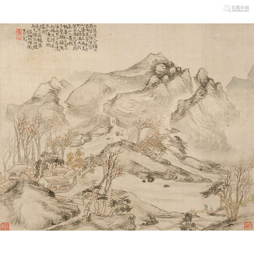 胡铁梅 （1848-1899） 山水秋色 纸本设色 立轴