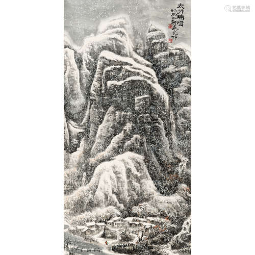 郭永元 （b.1937） 太行瑞雪 纸本设色 立轴