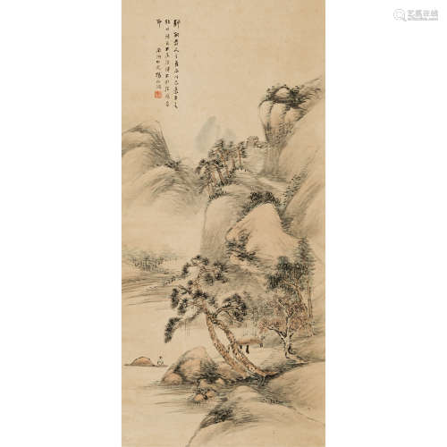 杨伯润 （1837-1911） 松山归渔 纸本设色 立轴
