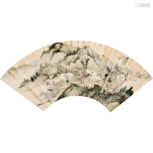 惠均 （1902-1979） 秋山雨霁 纸本设色 镜心