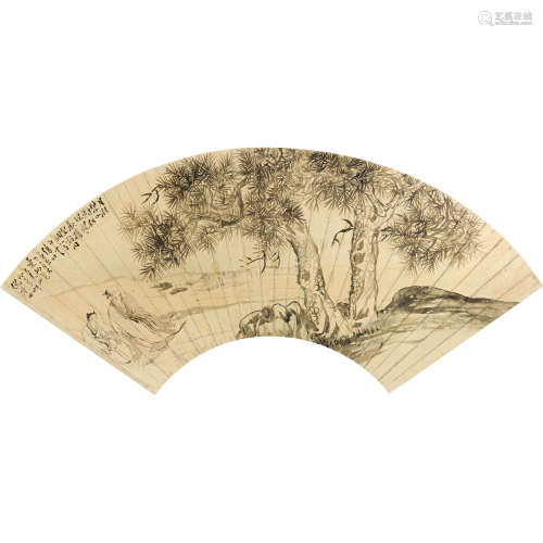 倪墨畊 （1855-1919） 松下高士 纸本水墨 镜心