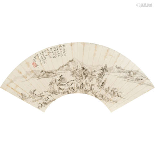 秦炳文 （1803-1873） 秋霞流水 纸本水墨 镜心