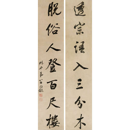 翁同龢 （1830-1904） 书法对联 纸本水墨 立轴