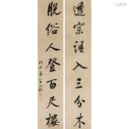 翁同龢 （1830-1904） 书法对联 纸本水墨 立轴