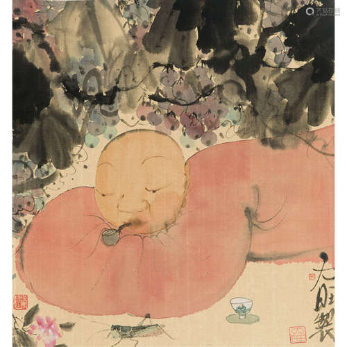 李旺 （b.1964） 秋趣 纸本设色 立轴