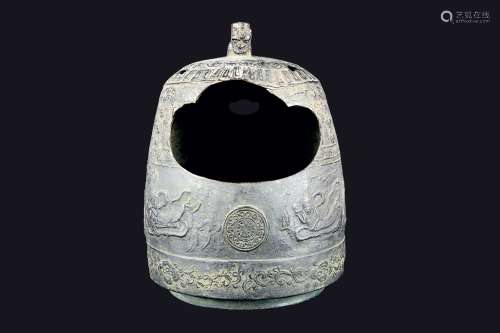 A bronze archaistic bell with dragon handle, China, Ming Dynasty,  ...
