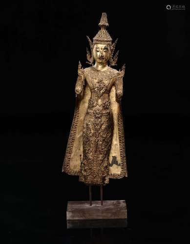 A gilt bronze standing Buddha, Thailand, 19th century