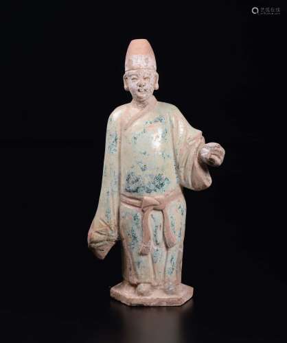 A glazed pottery figure of dignitary, China, Ming Dynasty,  ...