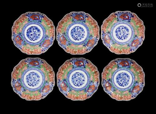 Six polychrome enamelled porcelain dishes, Japan, 19th cen ...