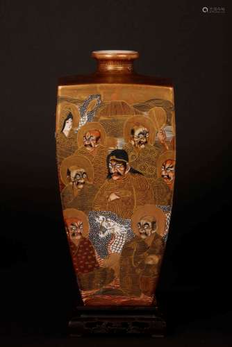 A Satsuma porcelain vase with wise men, Japan, 19th centur ...