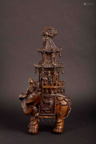 A bronze elephant with pagoda on his back censer, Japan, 19th  ...