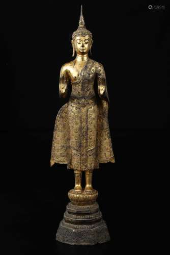A gilt bronze figure of Buddha, Thailand, 19th century