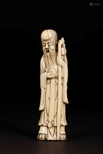 Two carved ivory figures of Shoulao, China, Ming Dynasty 17th  ...