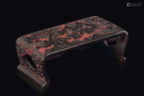 A lacquered wood shelf with schoolars, China, Qing Dynasty,  ...