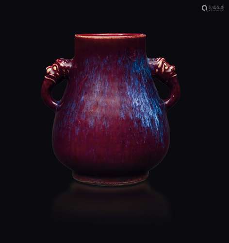 A violet flamb?glazed vase, China, Qing Dynasty, 19th cen ...