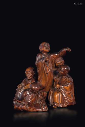 A carved fruitwood five wise men group, Japan, 18th centur ...