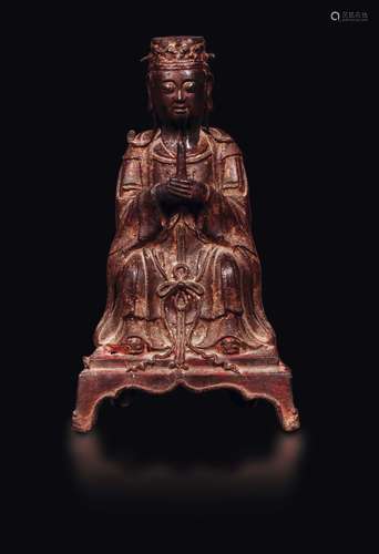 A bronze figure of seated dignitary, China, Ming Dynasty,  ...