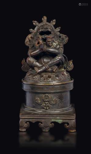 A bronze censer and Mahakala cover, Tibet, 19th century