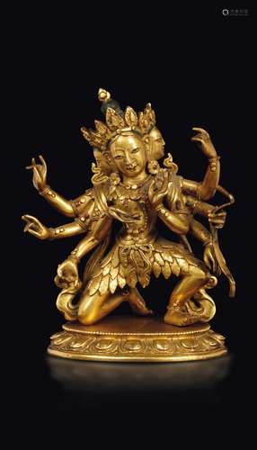 A gilt-bronze figure of Mahapratisara with capa, Tibet, 18th  ...