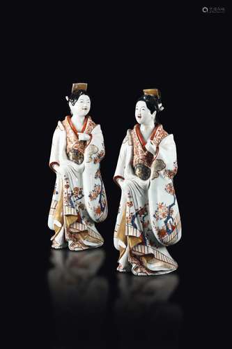 A pair of Arita porcelain figures of bijin, Japan, late 17th  ...