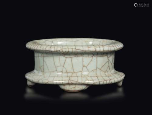 A Guan-type porcelain brush washer, China, probably Song Dynasty  ...