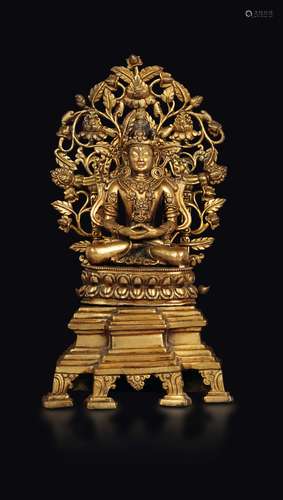 A gilt bronze figure of Amitayus enthroned, China, Qing, Dynasty,  ...