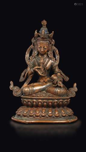 A semi-gilt bronze figure of Vajrasattva with dorje and ghanta  ...