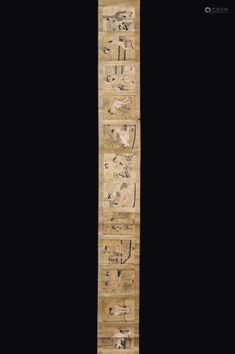 A painting on paper depicting erotic scenes, China, Qing Dynasty,  ...