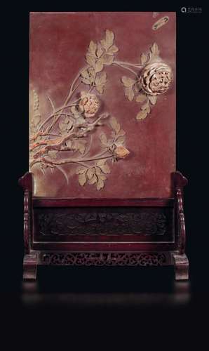 A stone roses plaque, China, Qing Dynasty, early 19th cent ...