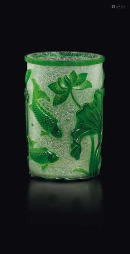 A green overlay fish glass, China, Qing Dynasty 18th centu ...