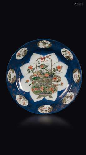 A Famille-Verte porcelain dish with naturalistic decoration  ...