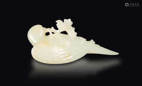 A white jade Magpie and prunus, China, Qing Dynasty, Qianlong  ...