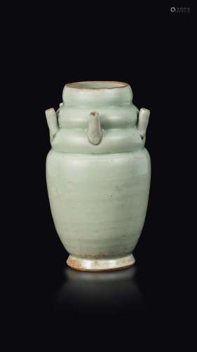A pale Celdaon-glazed stoneware flower pot, China, Song Dynasty  ...