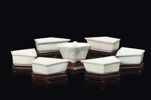 Seven Blanc de Chine Dehua porcelain food bowls, China, Qing  ...