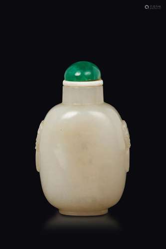 A rare white and russet jade snuff bottle, China, Qing Dynasty,  ...